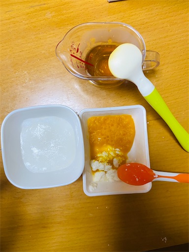 離乳食44日目　2回目　粗いうらごしの豆腐